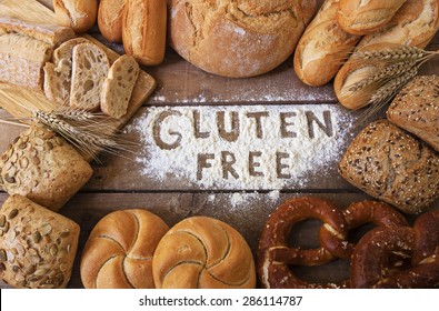 A gluten free breads on wood background - Shutterstock ID 286114787