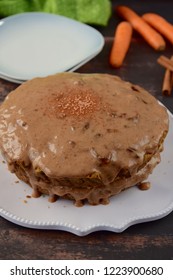 Gluten Free Carrot Cinnamon Cake With Date Banana Almond Butter Glaze