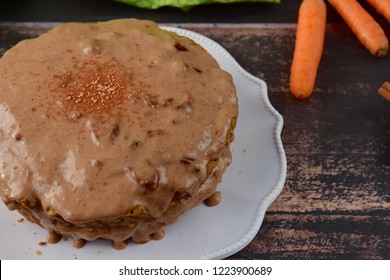 Gluten Free Carrot Cinnamon Cake With Date Banana Almond Butter Glaze