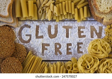 Gluten Free Word With Wood Background