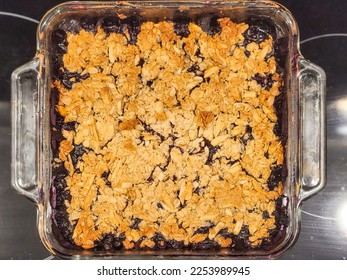 Gluten-Free Blueberry Almond Crisp with both almond meal and sliced almonds and tons of blueberries, some maple syrup, bright lemon flavor, oats and almonds. - Powered by Shutterstock