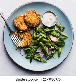 Gluten-Free Crab Cakes With Snap Pea Salad