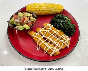 Gluten-free Dinner With Chicken, Corn On The Cob And Salad