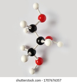 Glycerin molecular structure isolated on white background. Chemical formula is C3H8O3.