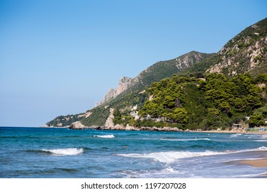 Glyfada Beach In Corfu, Greece