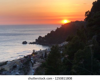 Glyfada Beach Sunset. Corfu, Greece