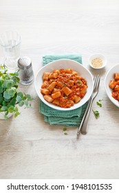 Gnocchi With Tomato Sauce And Seitan Ragù (ph. Marianna Franchi)