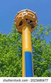 Gnss Gps Antenna Pole At Guided Construction Machine Vehicle