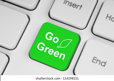 Go Green Button On Keyboard Background