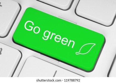 Go Green Button On Keyboard Background