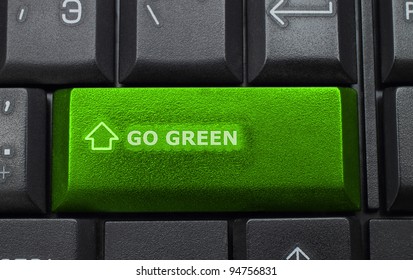 Go Green Button On Keyboard Background