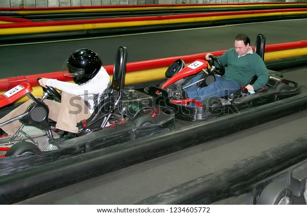 Go Kart Speed Rive Indoor Race Stock Photo Edit Now 1234605772