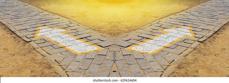 Go separate ways sign of concept or Crossroad and sign direction arrow with sunlight - Shutterstock ID 629614604