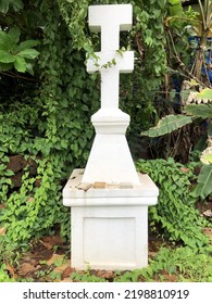 Goa, India - September 7, 2022: Roadside Vintage Roman Catholic Cross. 