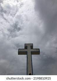 Goa, India - September 7, 2022: Roadside Vintage Roman Catholic Cross. 