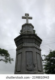 Goa, India - September 7, 2022: Roadside Vintage Roman Catholic Cross. 