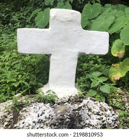 Goa, India - September 7, 2022: Roadside Vintage Roman Catholic Cross. 