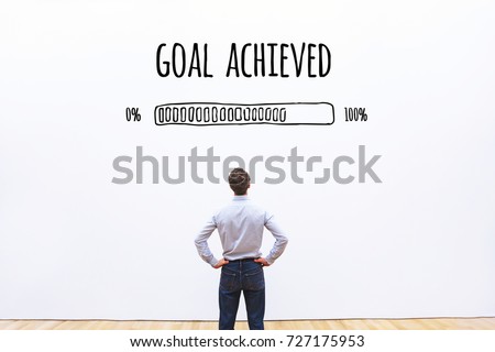 goal achieved progress loading bar, concept of achievement process
