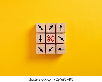 Goal disorientation. Inability to set the right business objectives. Failure to reach the target goals. Unrealistic and inaccurate company goals. - Shutterstock ID 2246987493