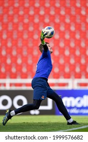 Goal Keeper MIitchell Langerak Of Nagoya Grampus In Action During The AFC Champions League 2021Group G Nagoya Grampus and FC Pohang Steelers at Rajamangala Stadium On June 25,2021 In Bangkok,Thailand.