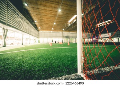 Goal Line Of An Indoor Football Soccer Training Field