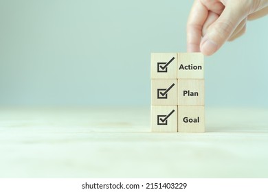 Goal plan action, Business action plan strategy concept, outline all the necessary steps to achieve your goal and help you reach your target efficiently by assigning a timeframe a start and end date. - Shutterstock ID 2151403229