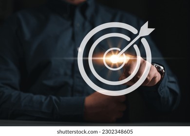 goal, strategy, success, target, aim, futuristic, marketing, choose, performance, achievement. pointing a goal and target aim. archery point aim. touching achievement. bullseye strategy for futuristic