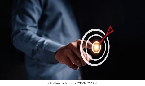 goal, strategy, success, target, aim, futuristic, marketing, choose, performance, achievement. pointing a goal and target aim. archery point aim. touching achievement. bullseye strategy for futuristic