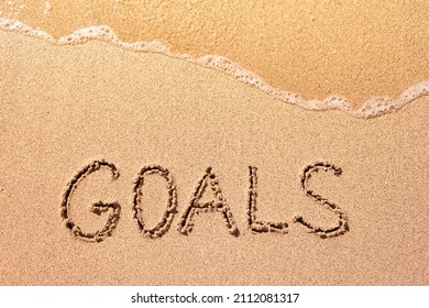 Goals written message on the beach sand, inspiration concept.  - Powered by Shutterstock