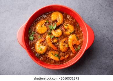 Goan Prawns Or Shrimp Curry Or Zinga Masala Also Known As Kolambi kalwan or Tikhle