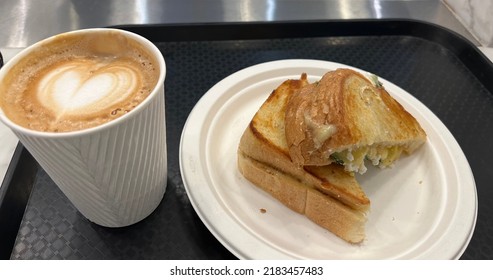 Goat Cheese Sandwich With Hot Coffee