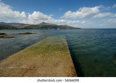 Goat Fell With Water And Slip Way With Copy Space.