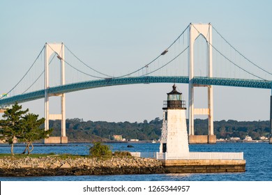 Goat Island Lighthouse In Newport, Rhode Island