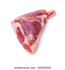 Goat Meat Leg Shank Roasting Joint Isolated On A White Studio Background