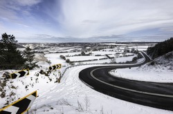 Goathland, Yorkshire, UK. View Across The North York Moors National Park Along The A169 On A Snow Covered Winter Morning Near The Village Of Goathland, North Yorkshire, UK.