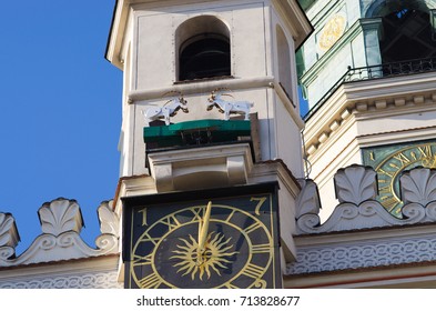 Goats Fighting On The Tower, Symbol Of Poznan In Poland