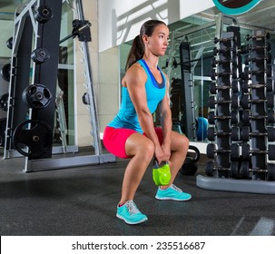 Goblet Kettlebell Squat Woman Workout Exercise At Gym