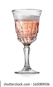 Goblet Of Pink Champagne Isolated On A White Background