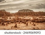 Goblin Valley Scene Landscape in Utah Gray Overcast Sky