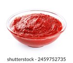 Gochujang Korean traditional spicy fermented sauce in a bowl isolated on white background. With clipping path.