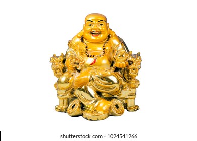 God of Wealth (Caishen) is the Chinese god of prosperity worshipped in the Chinese folk religion and Taoism. Isolated on white background.