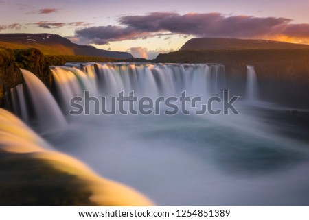 Similar – Godafoss, Islande, berühmter Wasserfall in Island.