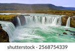 Godafoss waterfall (Goðafoss) on Skjalfandafljot river (Skjálfandafljót).  Iceland