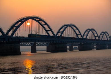 The Godavari Arch Bridge is a bowstring-girder bridge that spans the Godavari River in Rajahmundry, India. It is the latest of the three bridges that span the Godavari river at Rajahmundry.