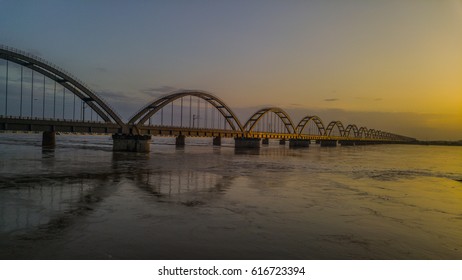 The Godavari Arch Bridge is a bowstring-girder bridge that spans the Godavari river in Rajahmundry, India. It is the latest of the three bridges that span the Godavari river at Rajahmundry