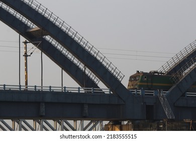 Godavari Bridge With Train On It