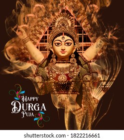 Goddess Durga Face Happy Durga Puja Stock Photo 1822216661 | Shutterstock