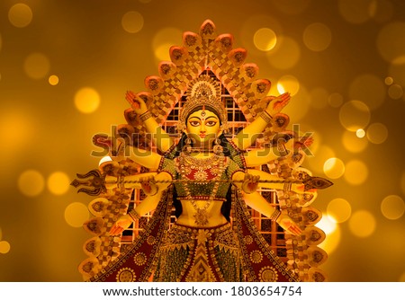 Godess Durga idol in a Pandal.Durga Puja is the most important worldwide hindu festival for Bengali 