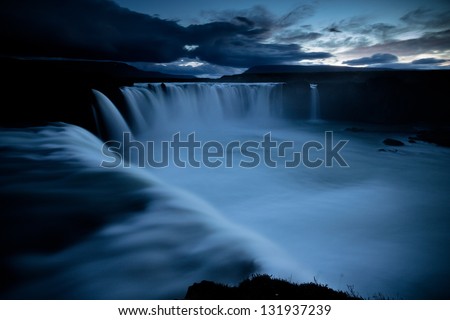 Similar – Godafoss, Islande, berühmter Wasserfall in Island.