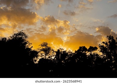 Godrays through clouds at sunset